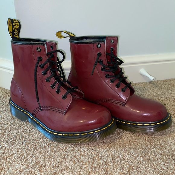 Dr. Martens Shoes - Dr. Martens Red Shiny Boots